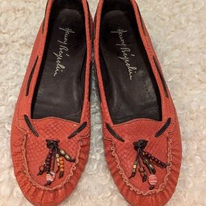 Henry Beguelin women's orange leather flats Size 36.5
